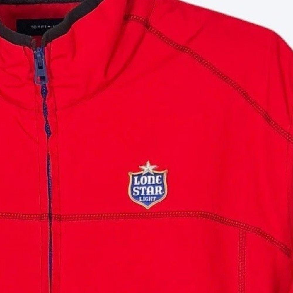 Tommy Hilfiger Mens Lone Star Light Beer Patch Jacket Red Full‎ Zip XL